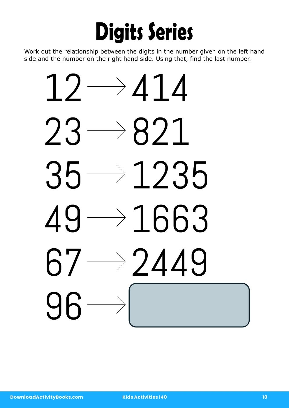 Digits Series in Kids Activities 140