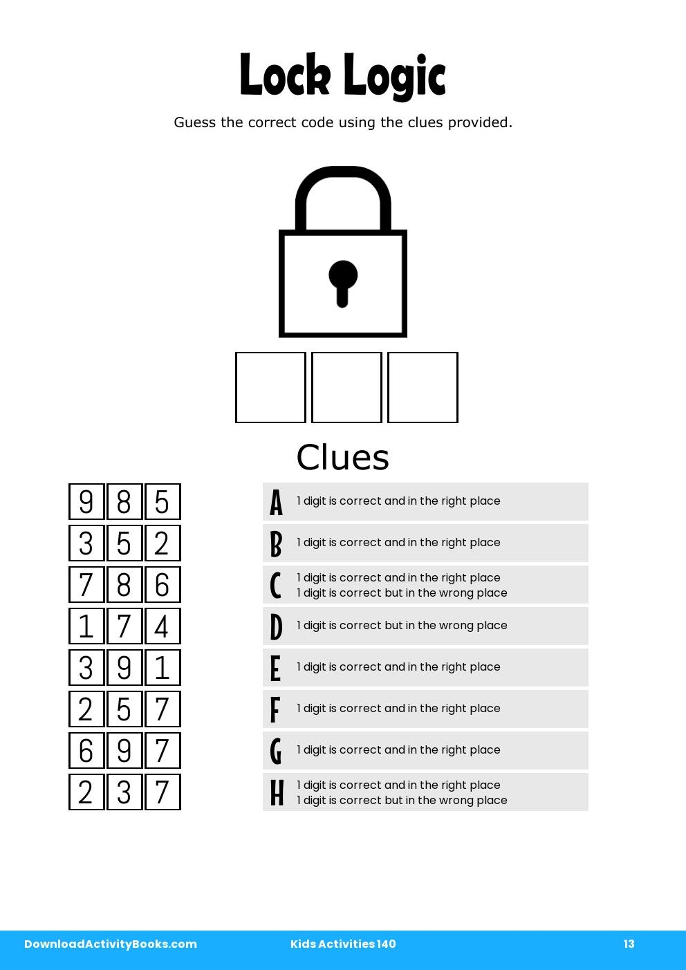 Lock Logic in Kids Activities 140