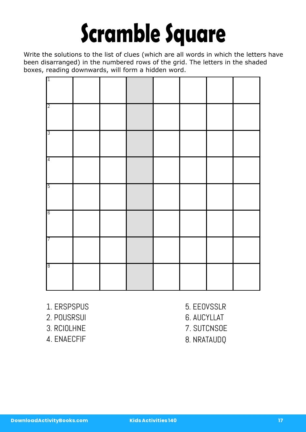 Scramble Square in Kids Activities 140