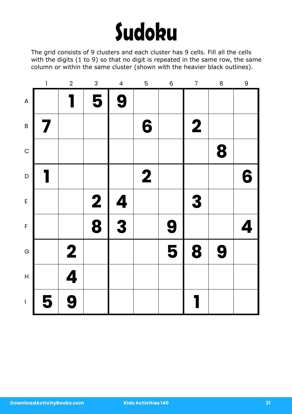 Sudoku in Kids Activities 140