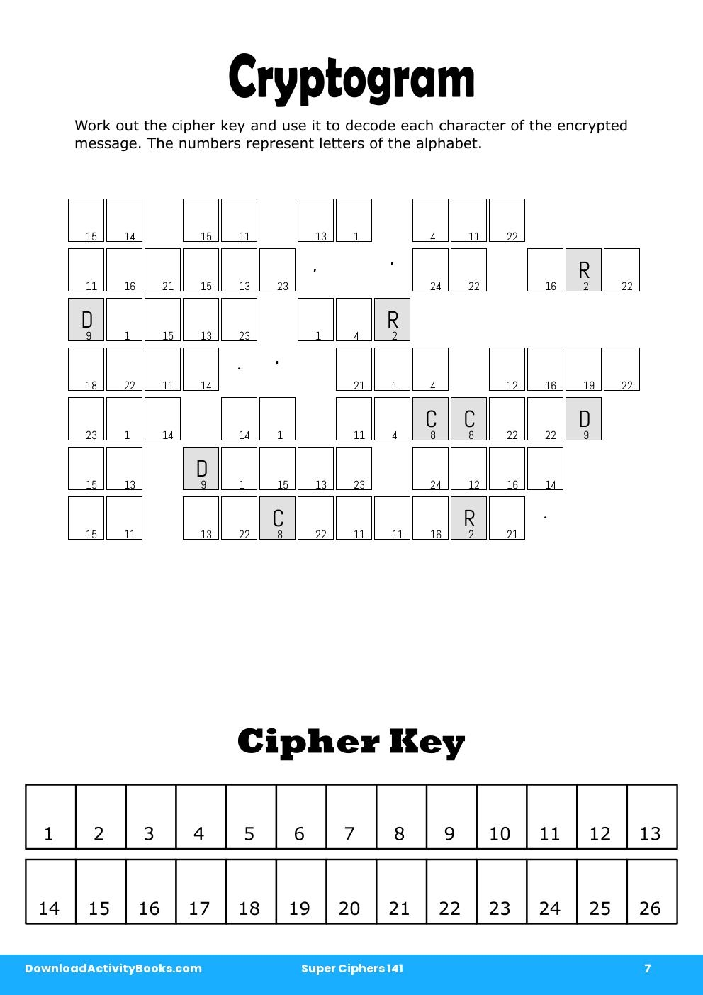 Cryptogram in Super Ciphers 141