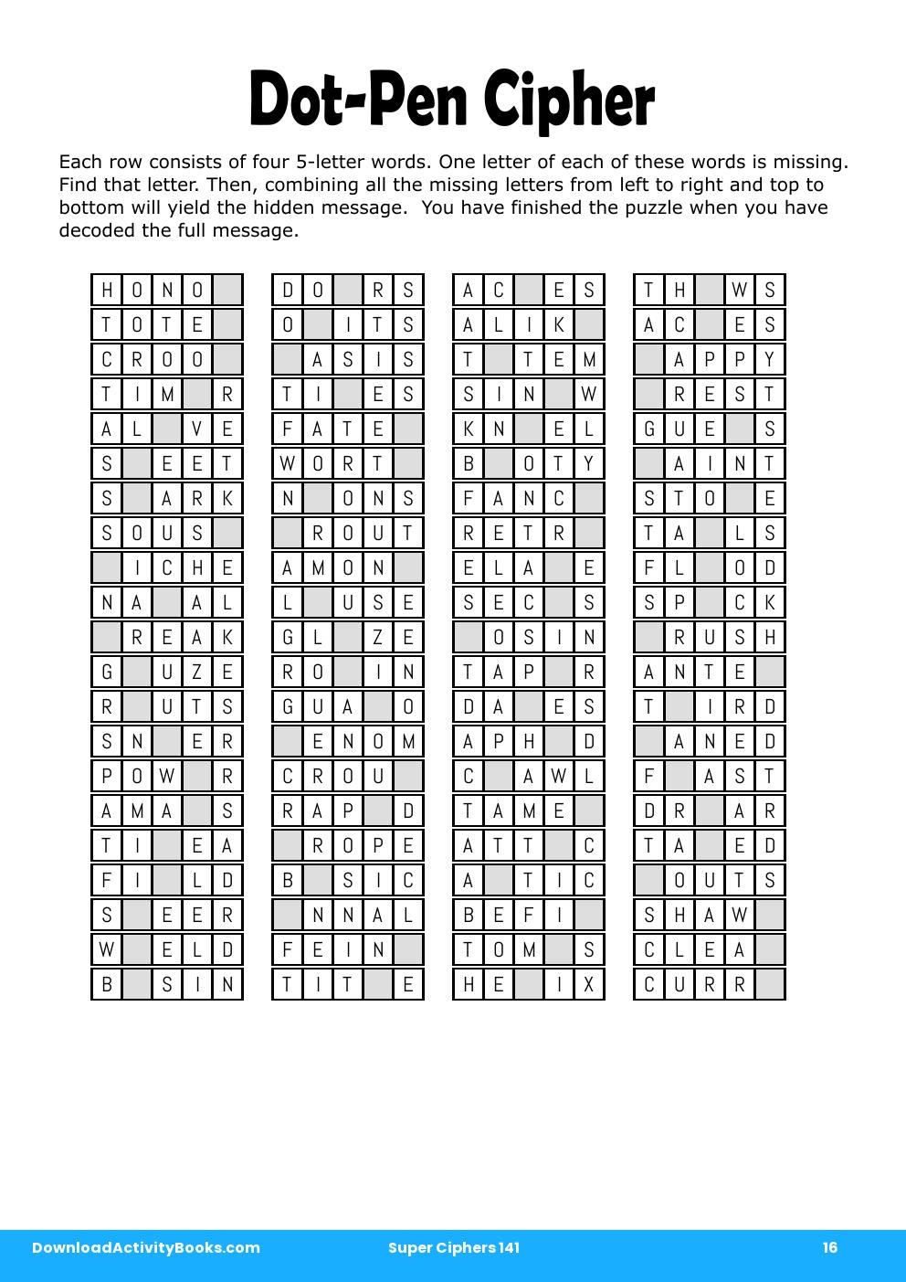 Dot-Pen Cipher in Super Ciphers 141