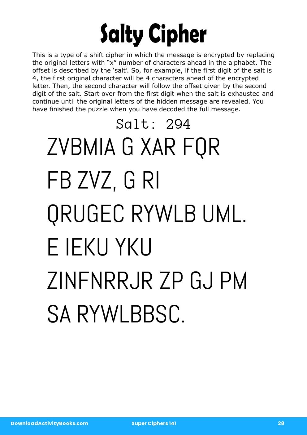 Salty Cipher in Super Ciphers 141