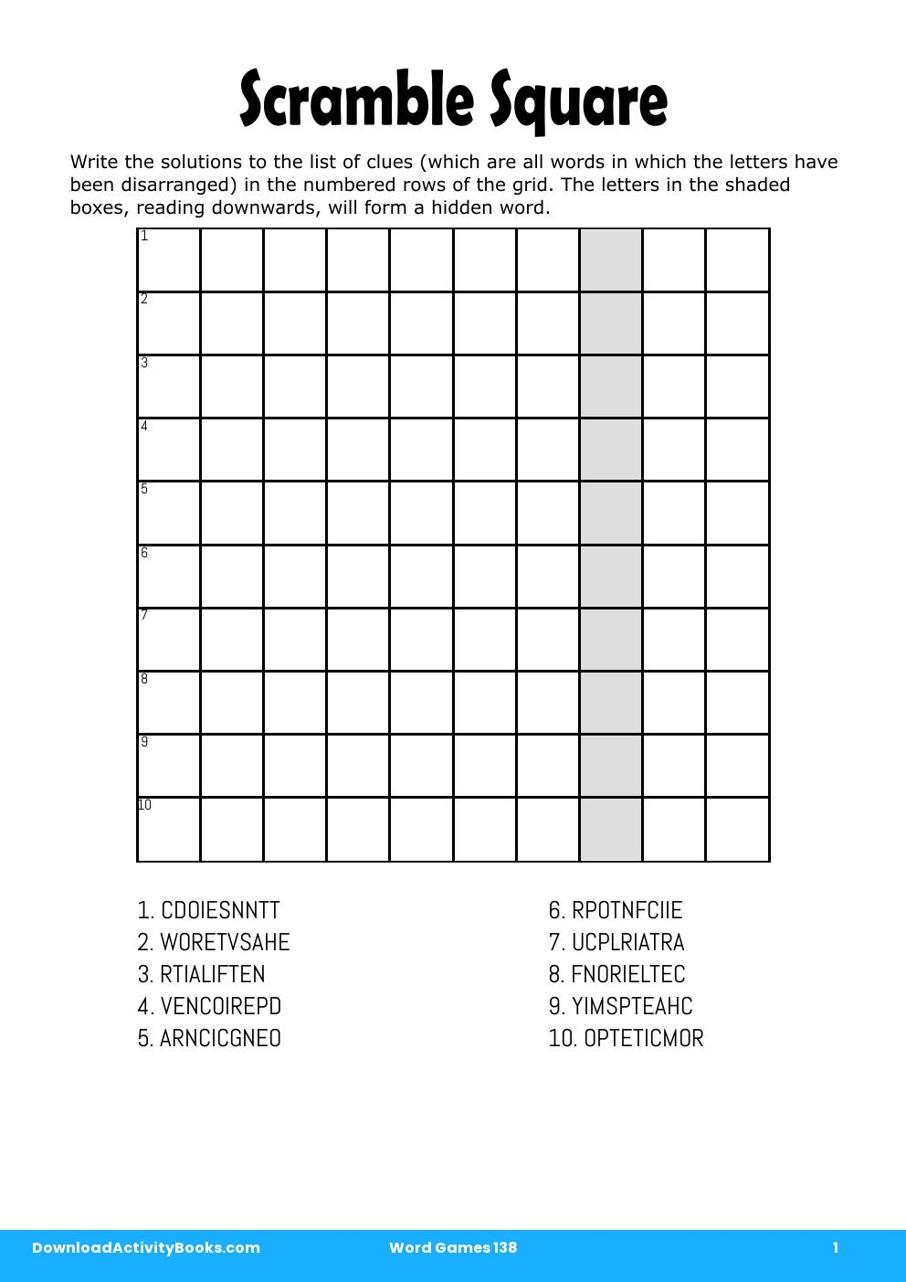 Scramble Square in Word Games 138