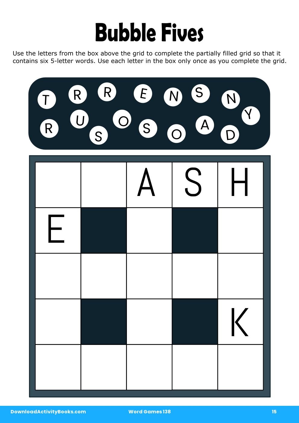 Bubble Fives in Word Games 138