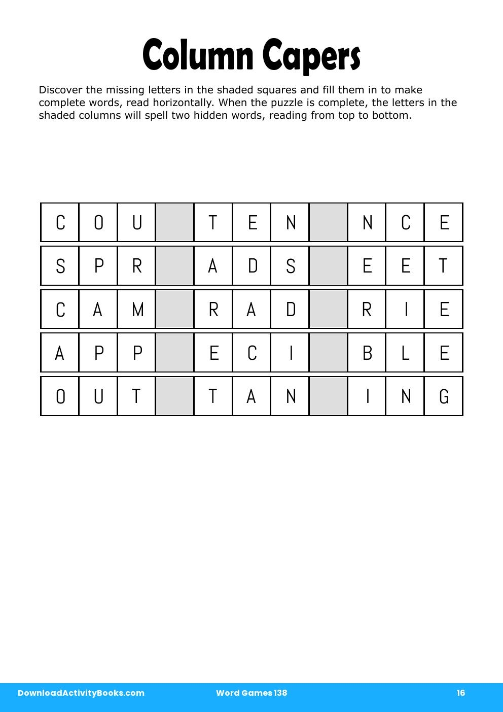 Column Capers in Word Games 138