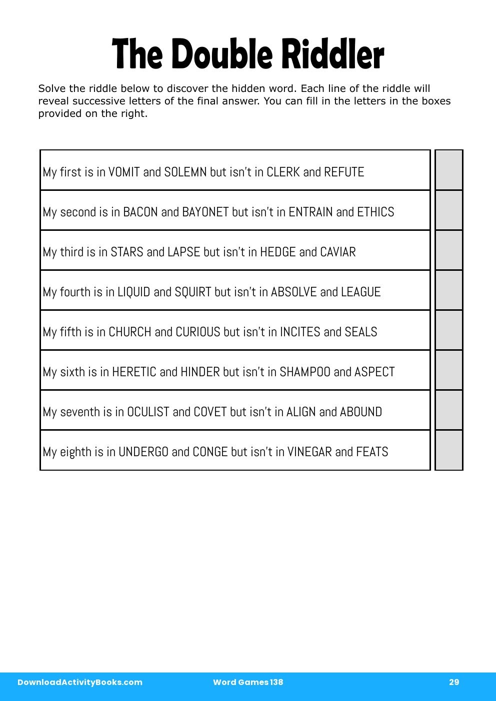 The Double Riddler in Word Games 138