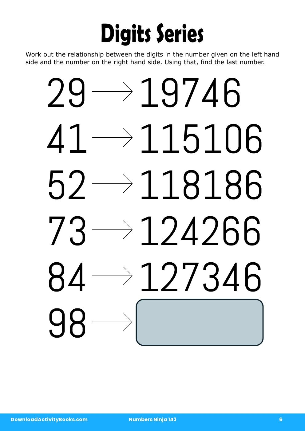 Digits Series in Numbers Ninja 143