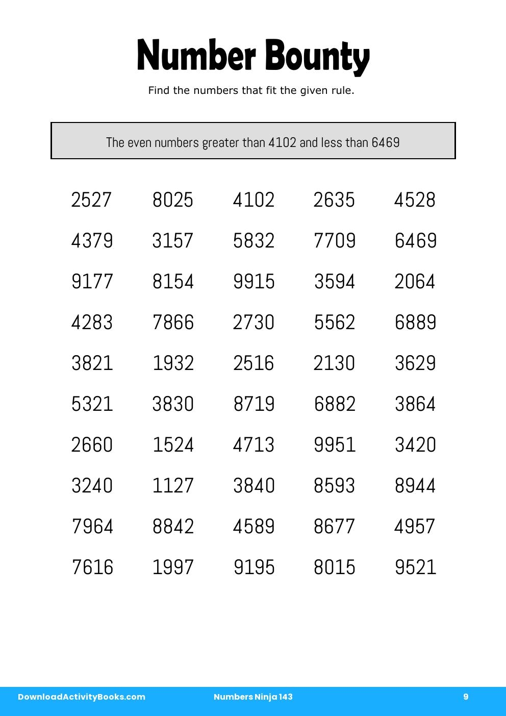 Number Bounty in Numbers Ninja 143