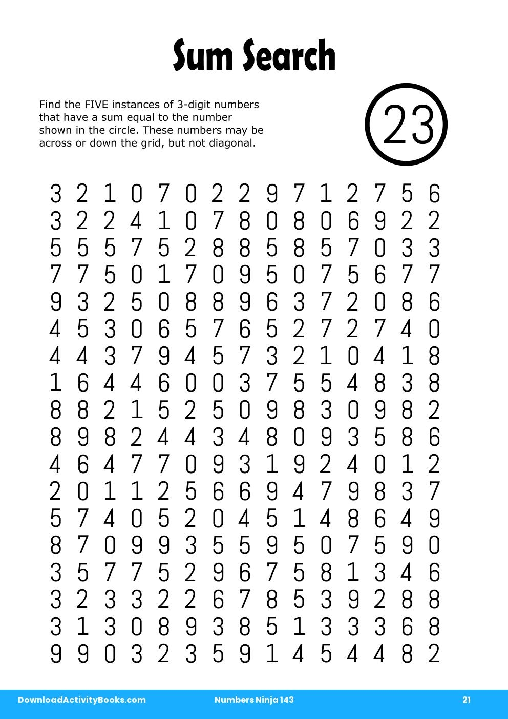 Sum Search in Numbers Ninja 143