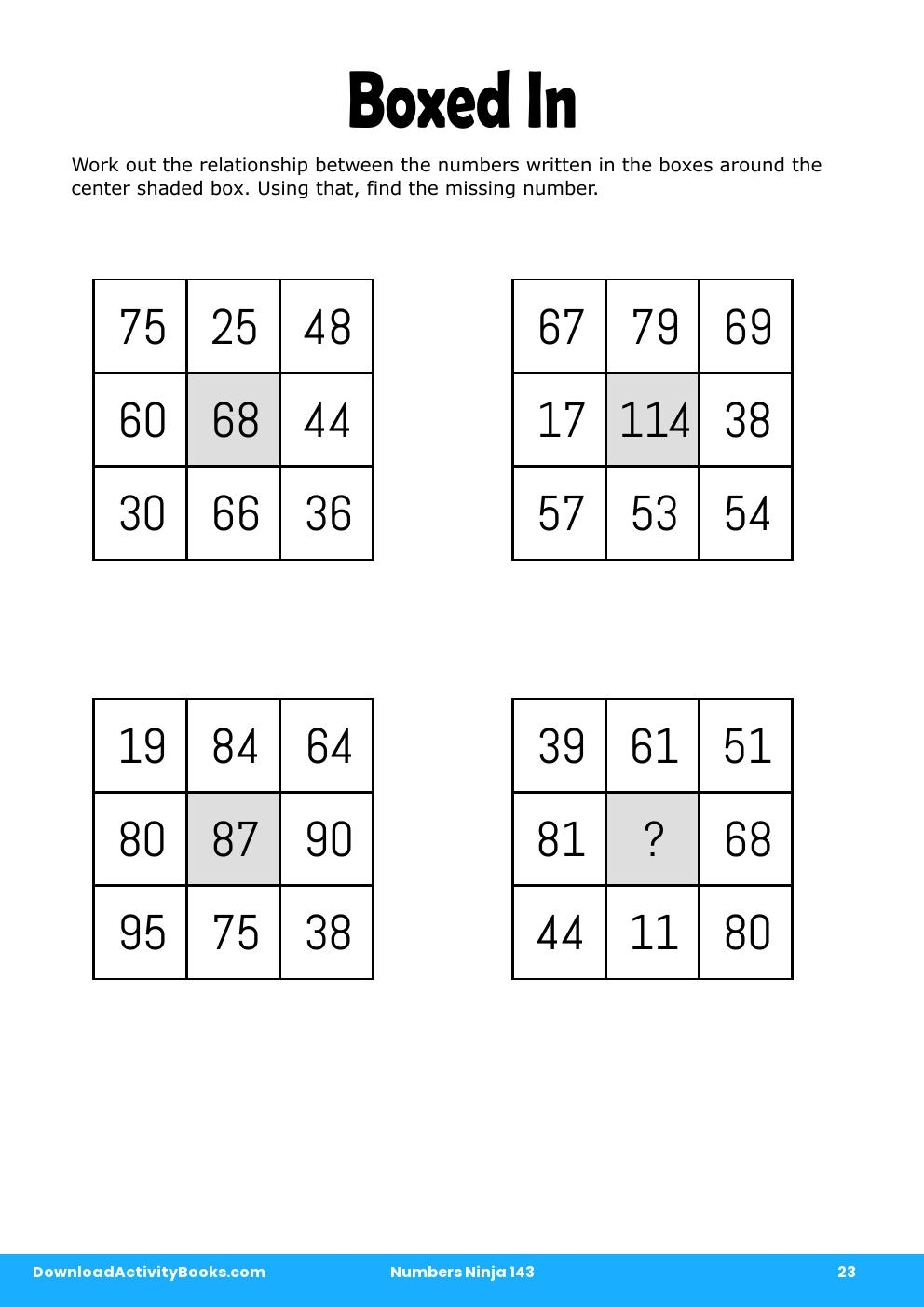 Boxed In in Numbers Ninja 143