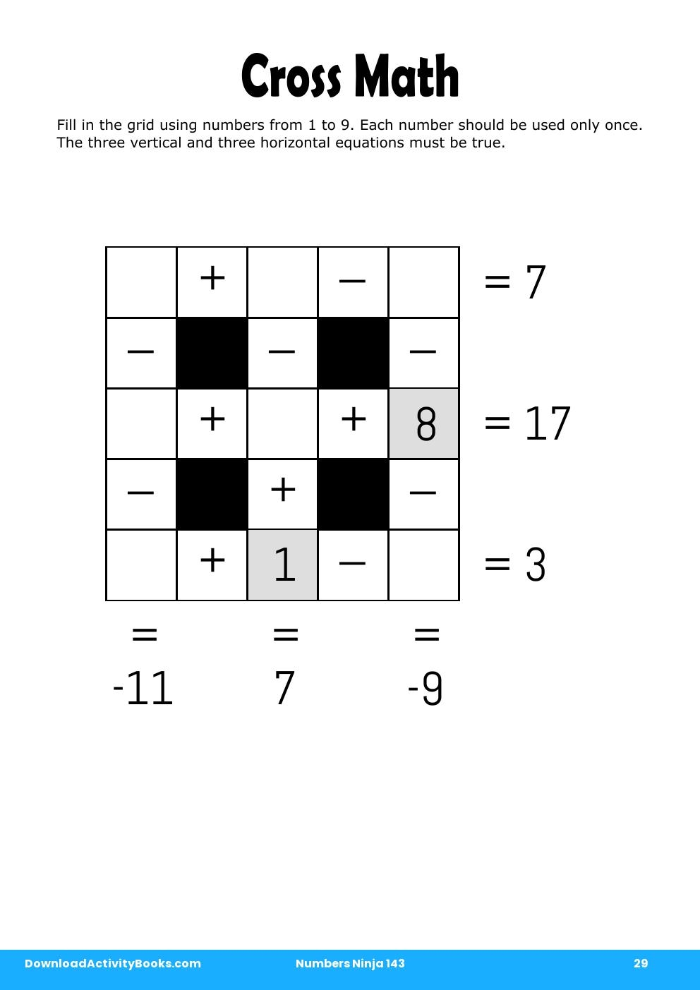 Cross Math in Numbers Ninja 143