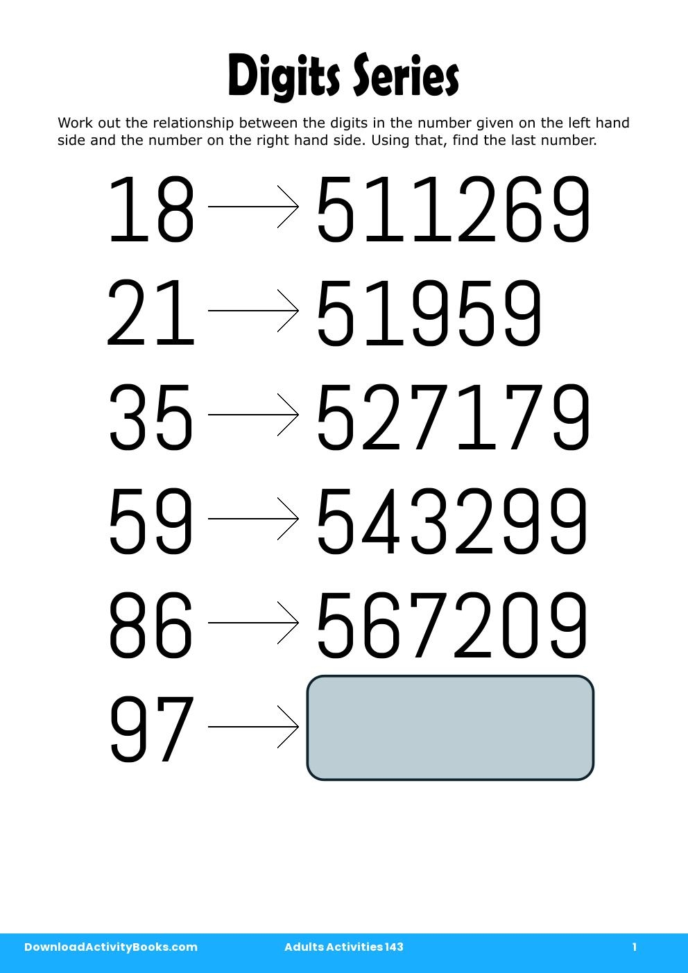 Digits Series in Adults Activities 143