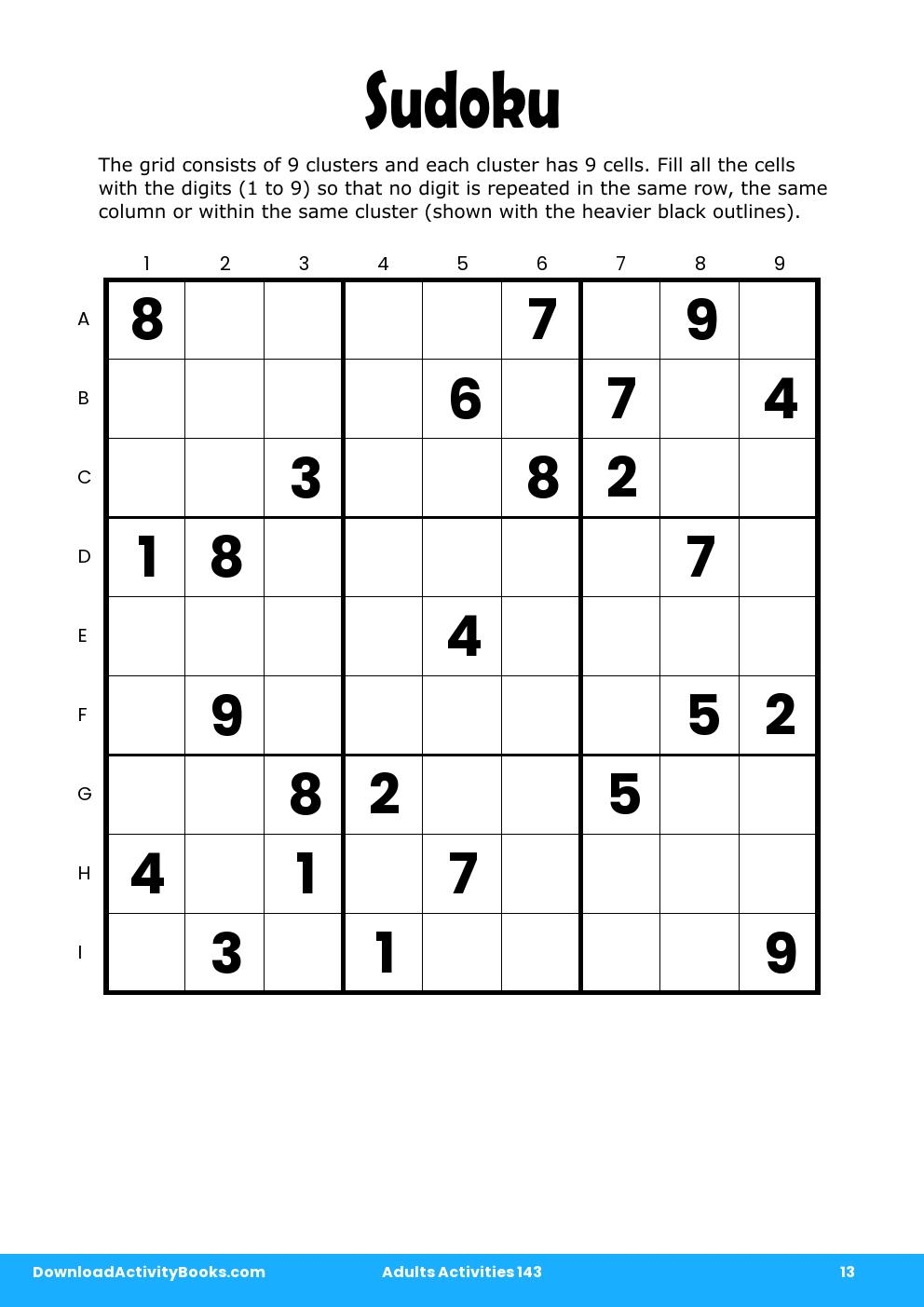 Sudoku in Adults Activities 143