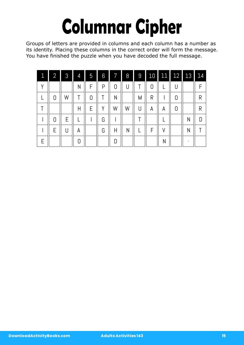 Columnar Cipher in Adults Activities 143