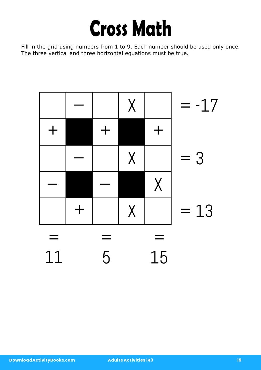 Cross Math in Adults Activities 143