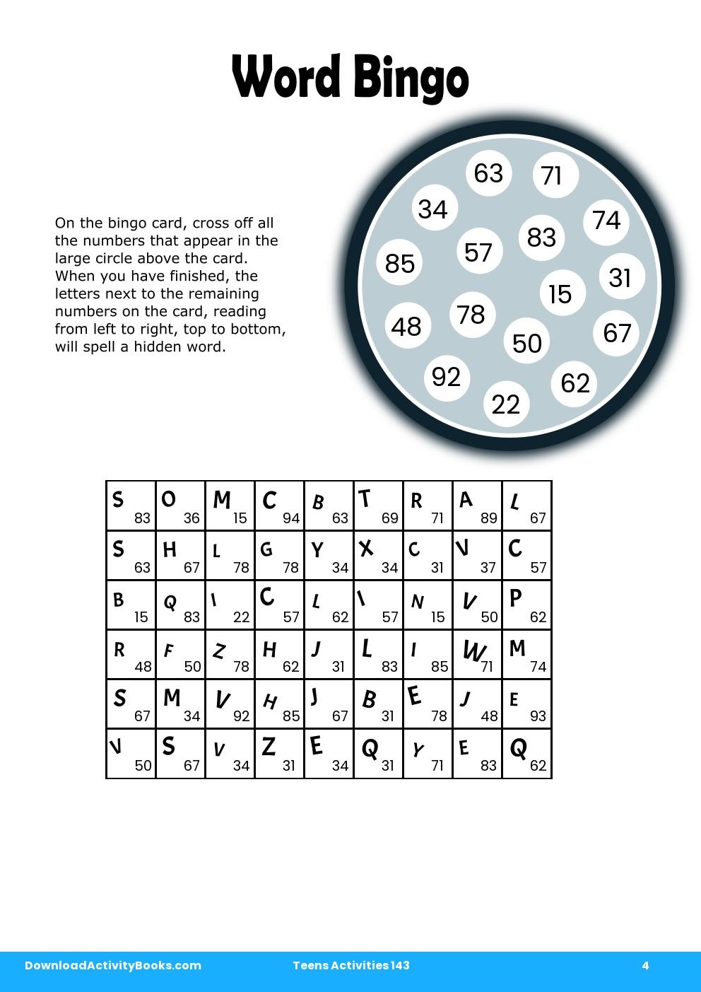 Word Bingo in Teens Activities 143