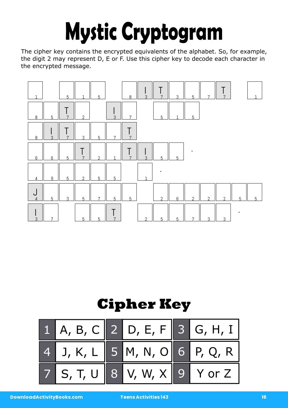 Mystic Cryptogram in Teens Activities 143