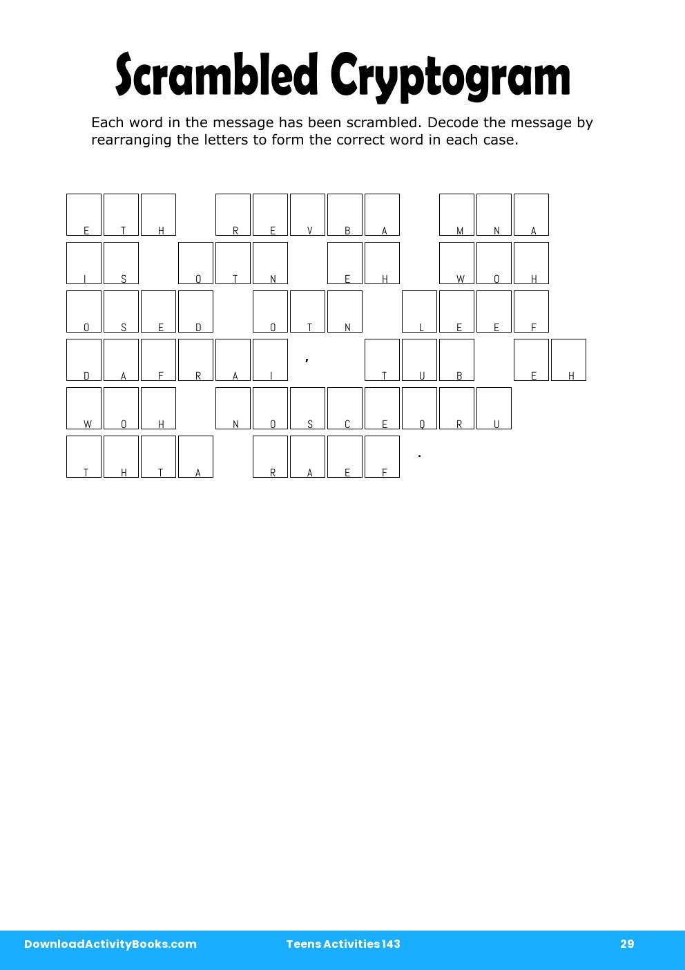 Scrambled Cryptogram in Teens Activities 143