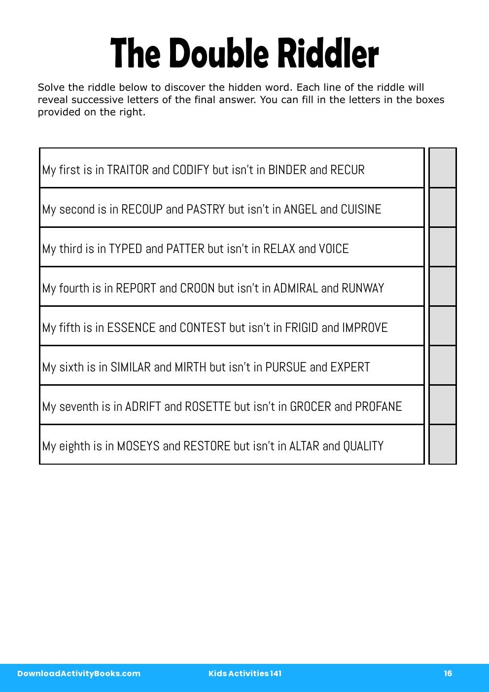 The Double Riddler in Kids Activities 141