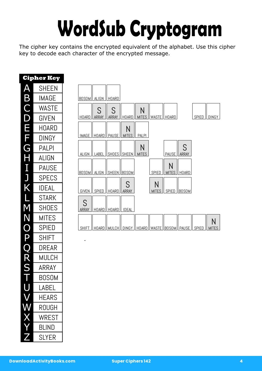 WordSub Cryptogram in Super Ciphers 142