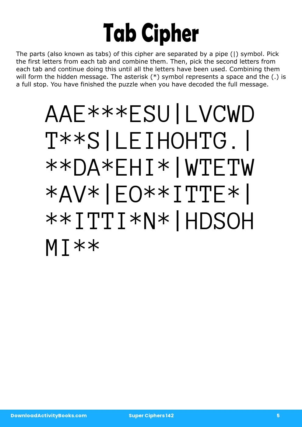 Tab Cipher in Super Ciphers 142