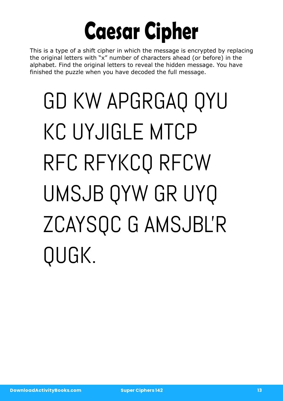 Caesar Cipher in Super Ciphers 142