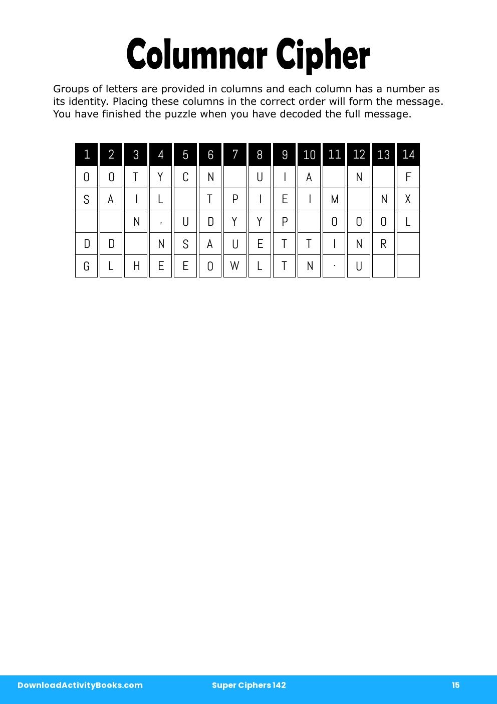 Columnar Cipher in Super Ciphers 142