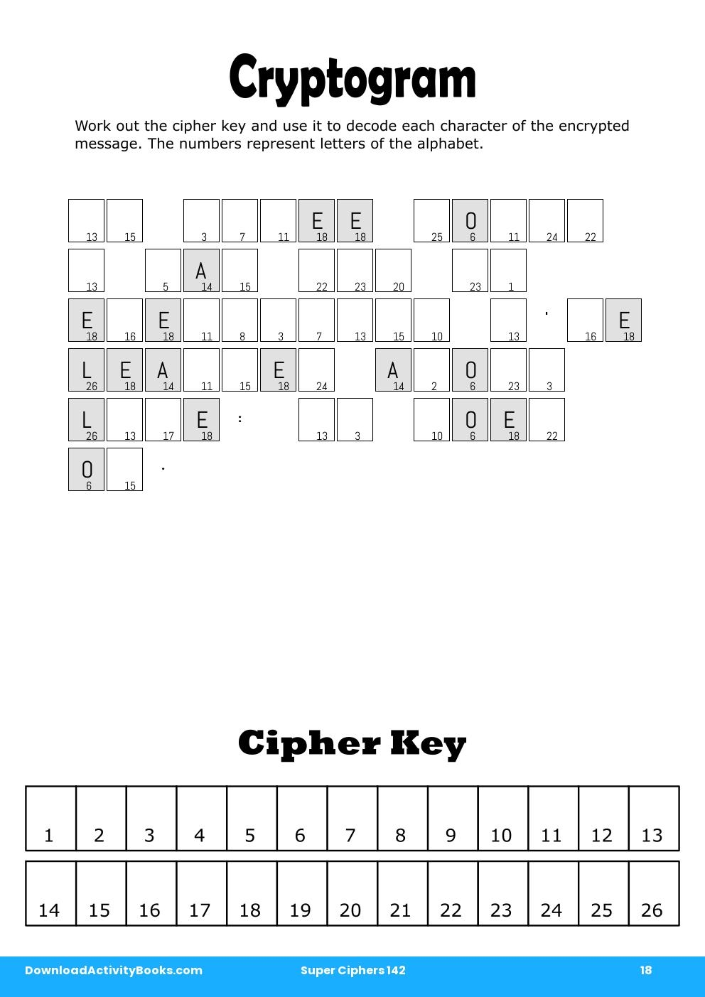 Cryptogram in Super Ciphers 142