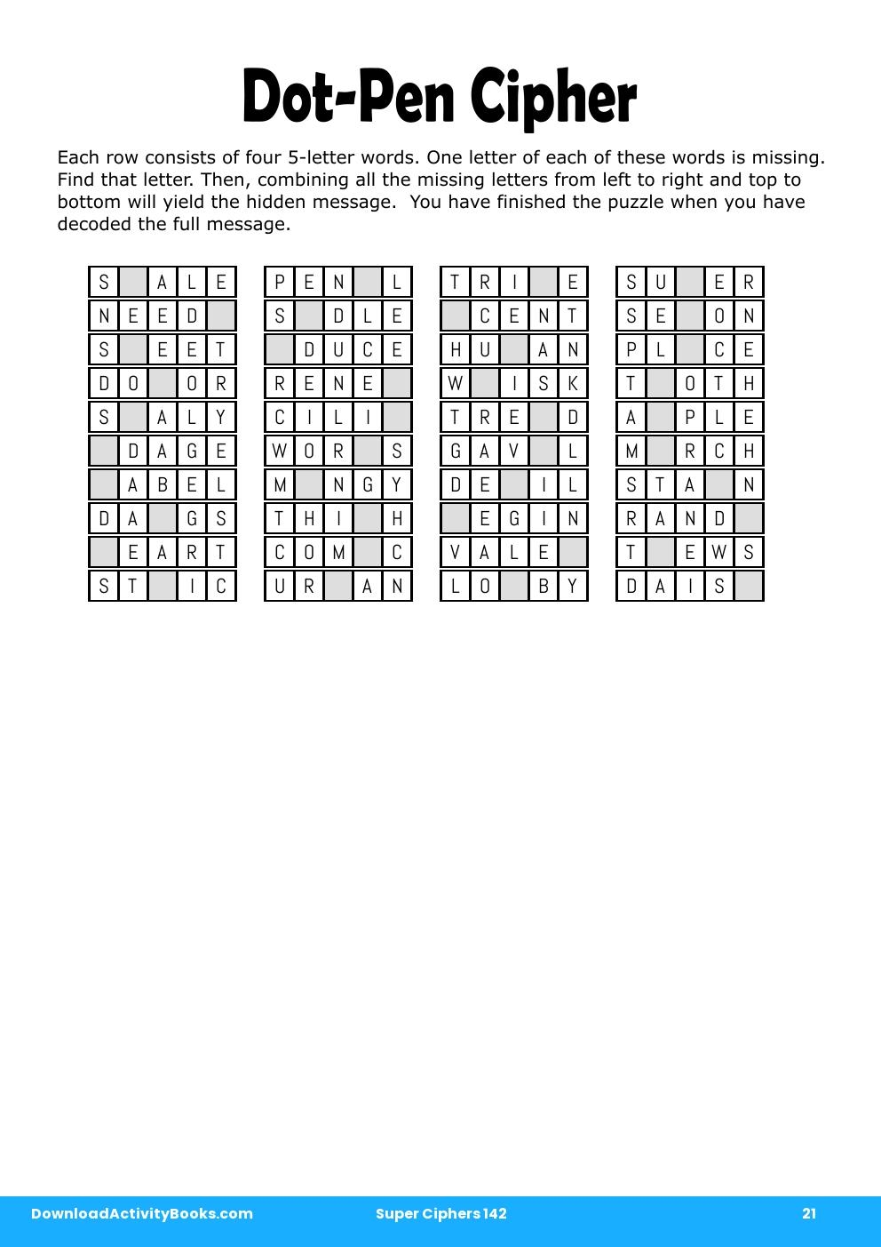 Dot-Pen Cipher in Super Ciphers 142