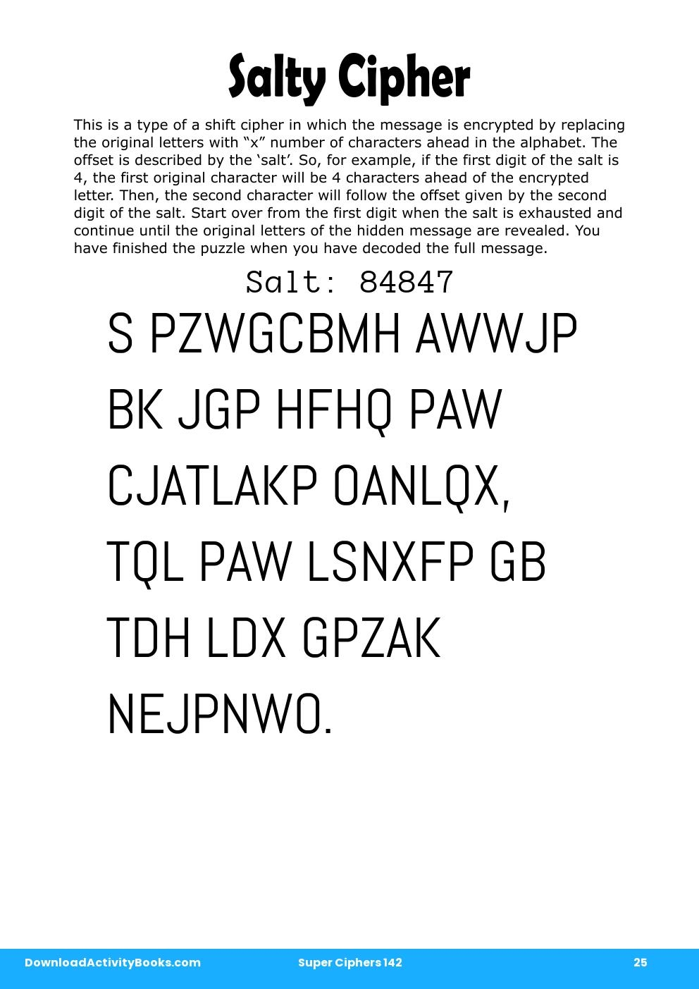 Salty Cipher in Super Ciphers 142