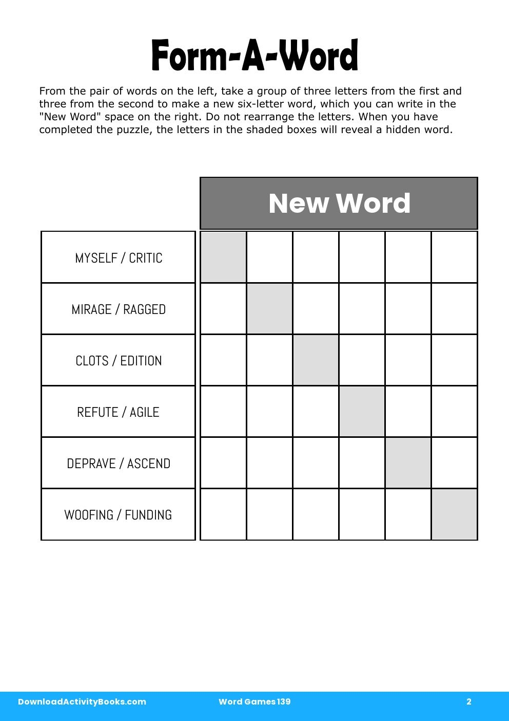 Form-A-Word in Word Games 139