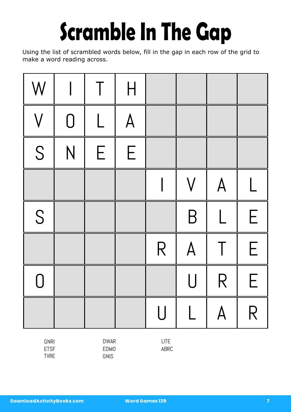 Scramble In The Gap in Word Games 139