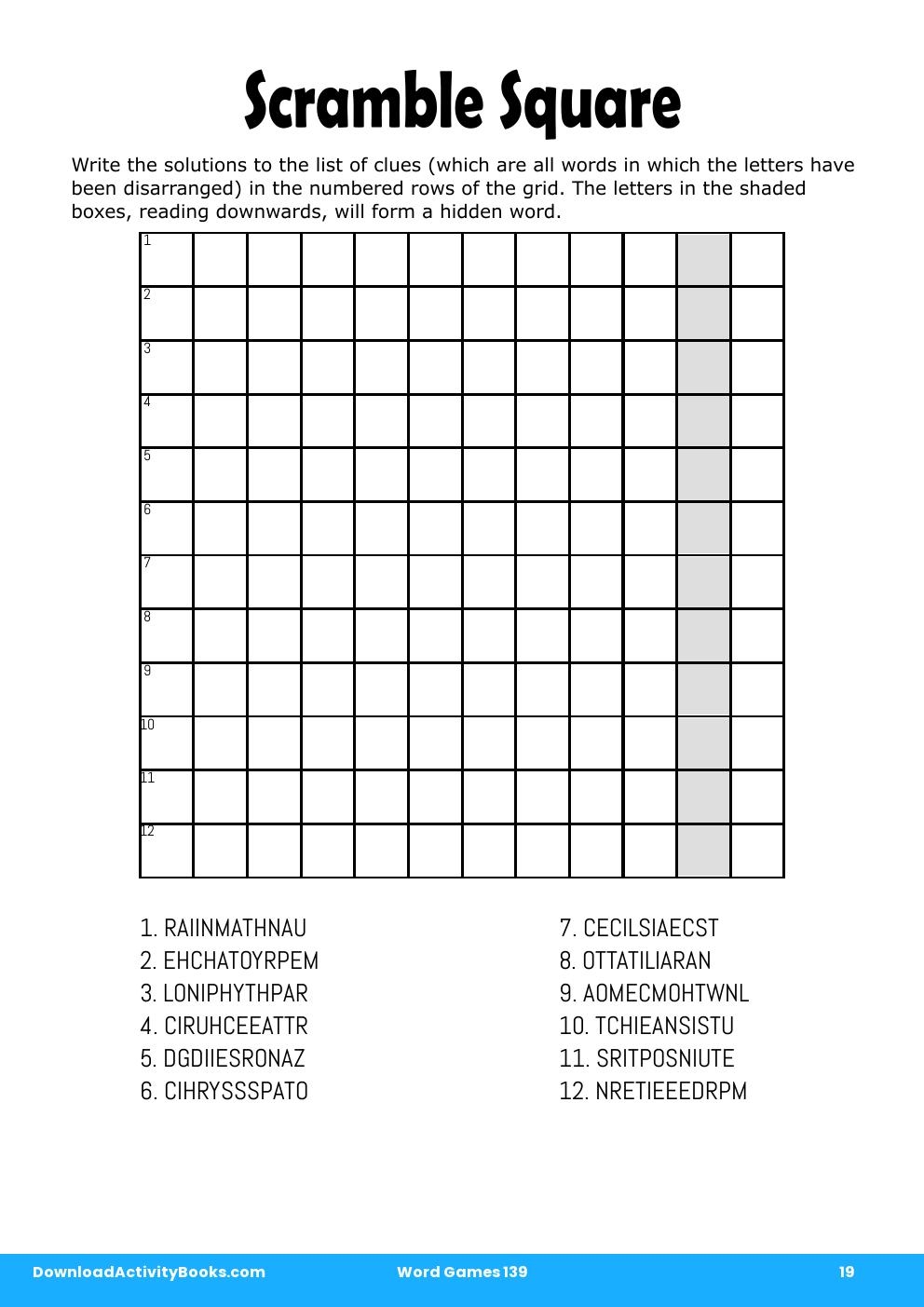 Scramble Square in Word Games 139