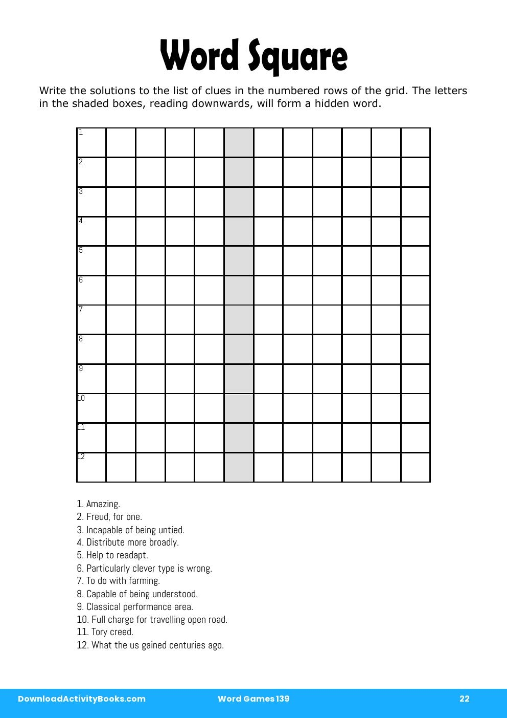 Word Square in Word Games 139