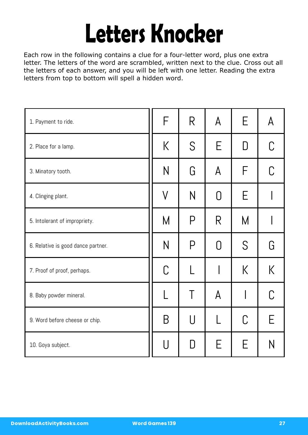 Letters Knocker in Word Games 139