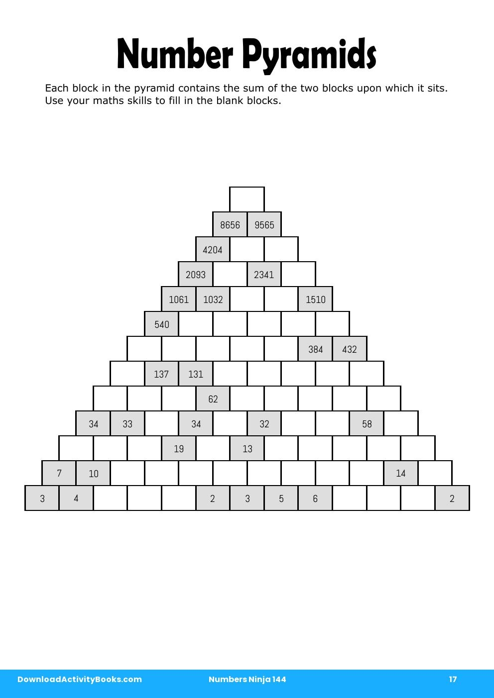 Number Pyramids in Numbers Ninja 144