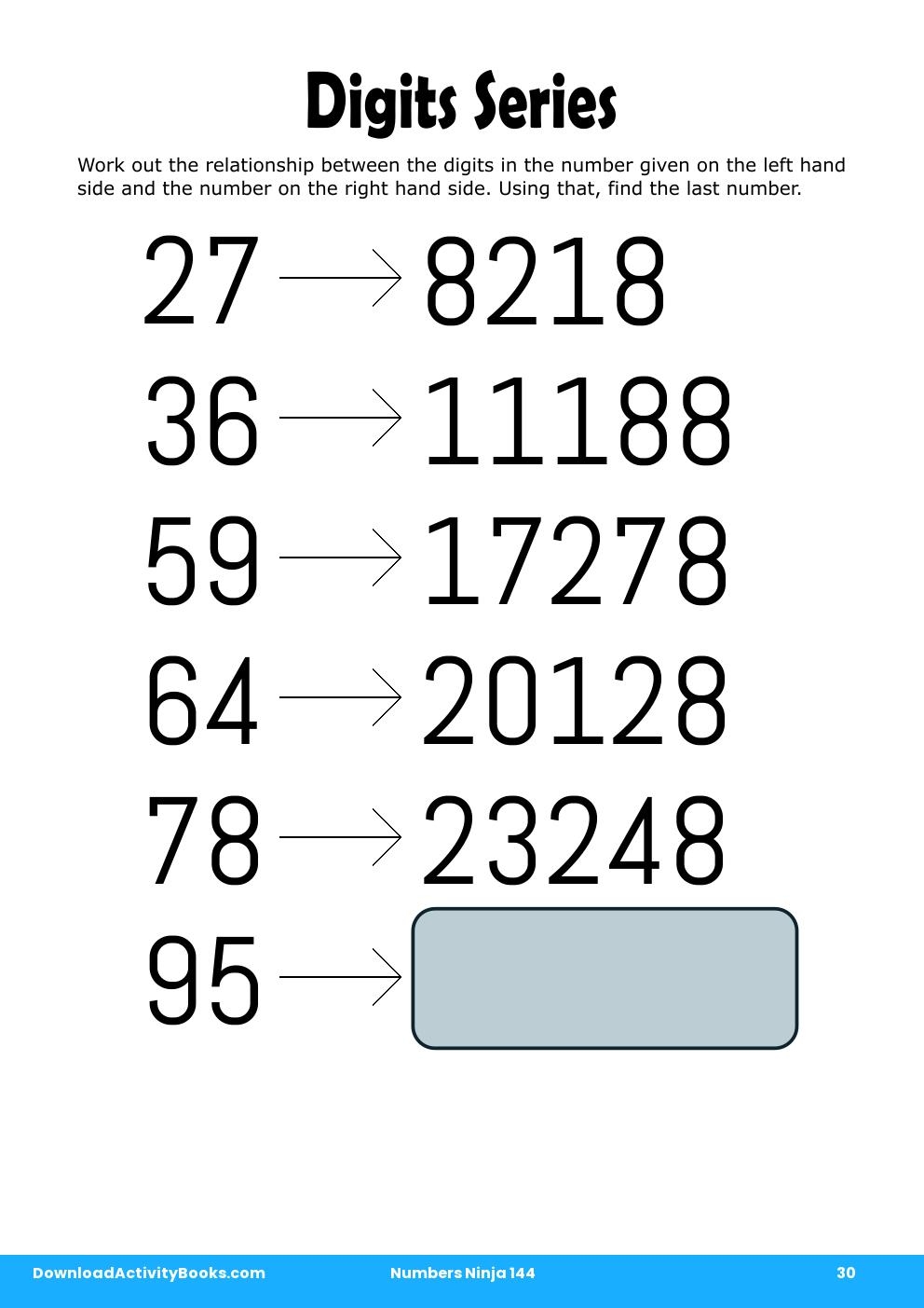 Digits Series in Numbers Ninja 144