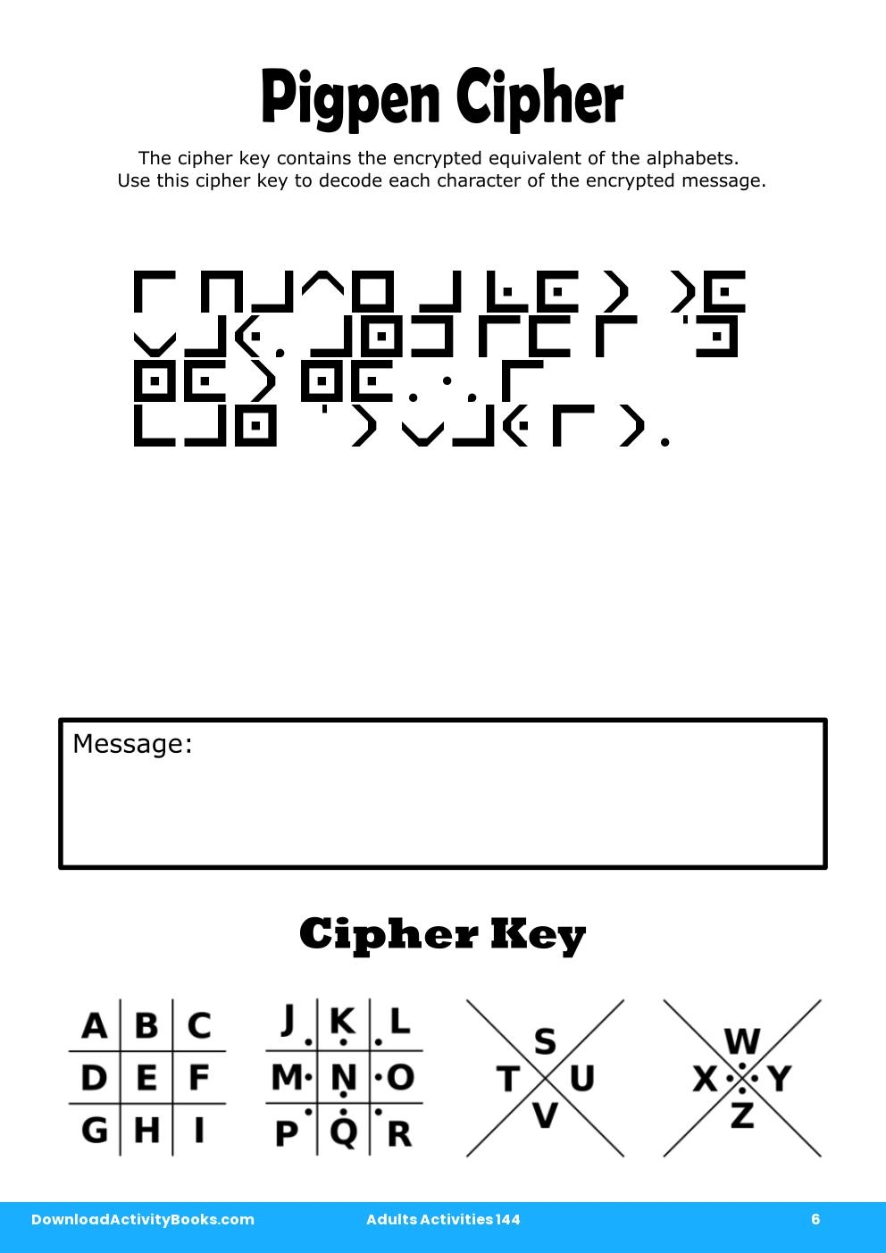 Pigpen Cipher in Adults Activities 144