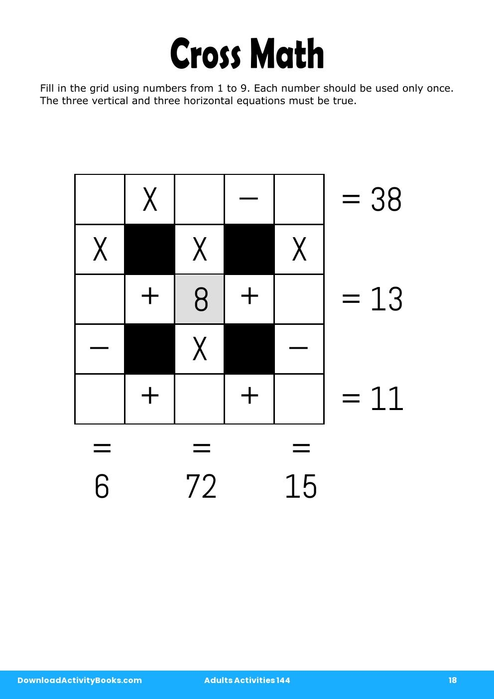 Cross Math in Adults Activities 144