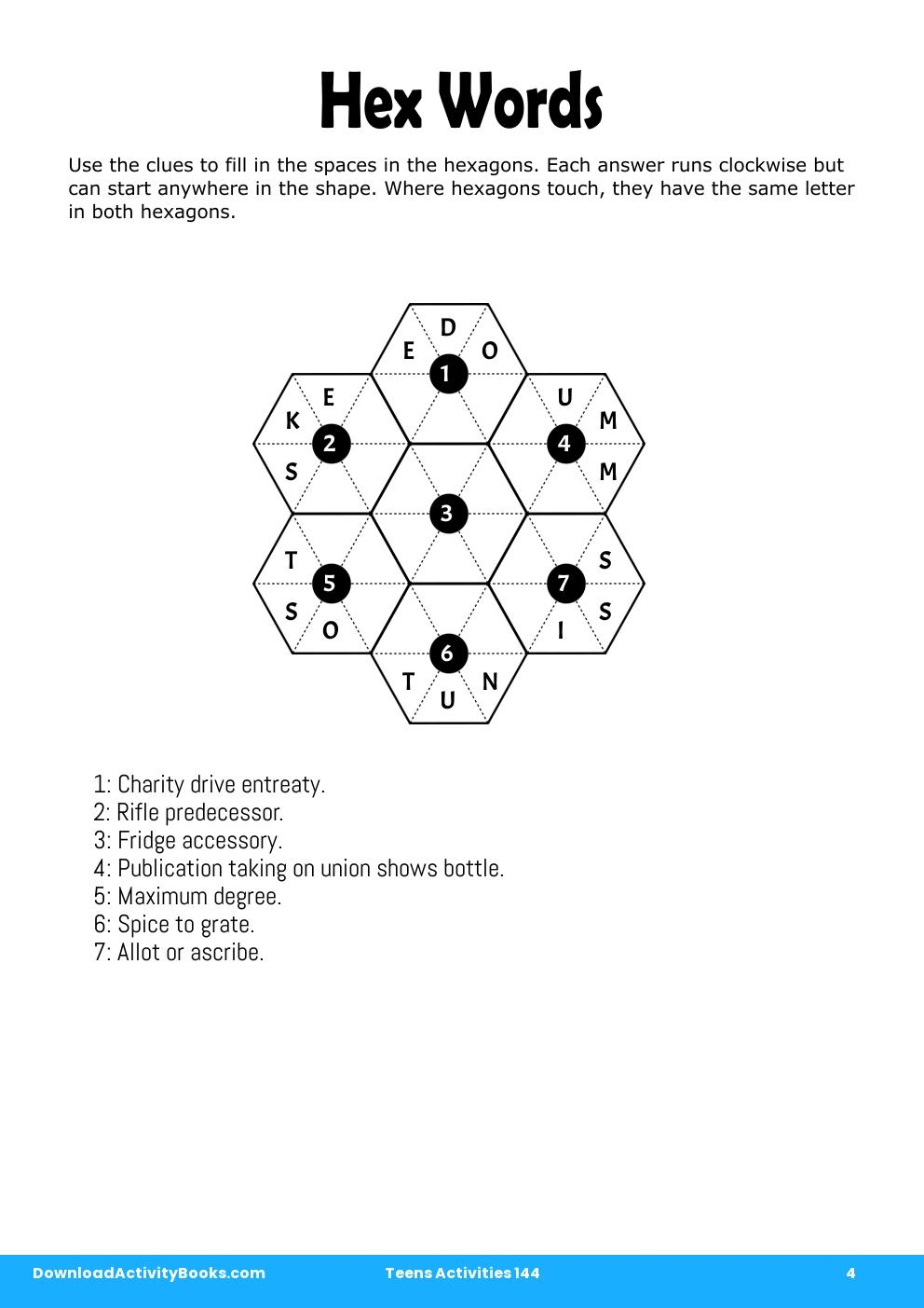 Hex Words in Teens Activities 144