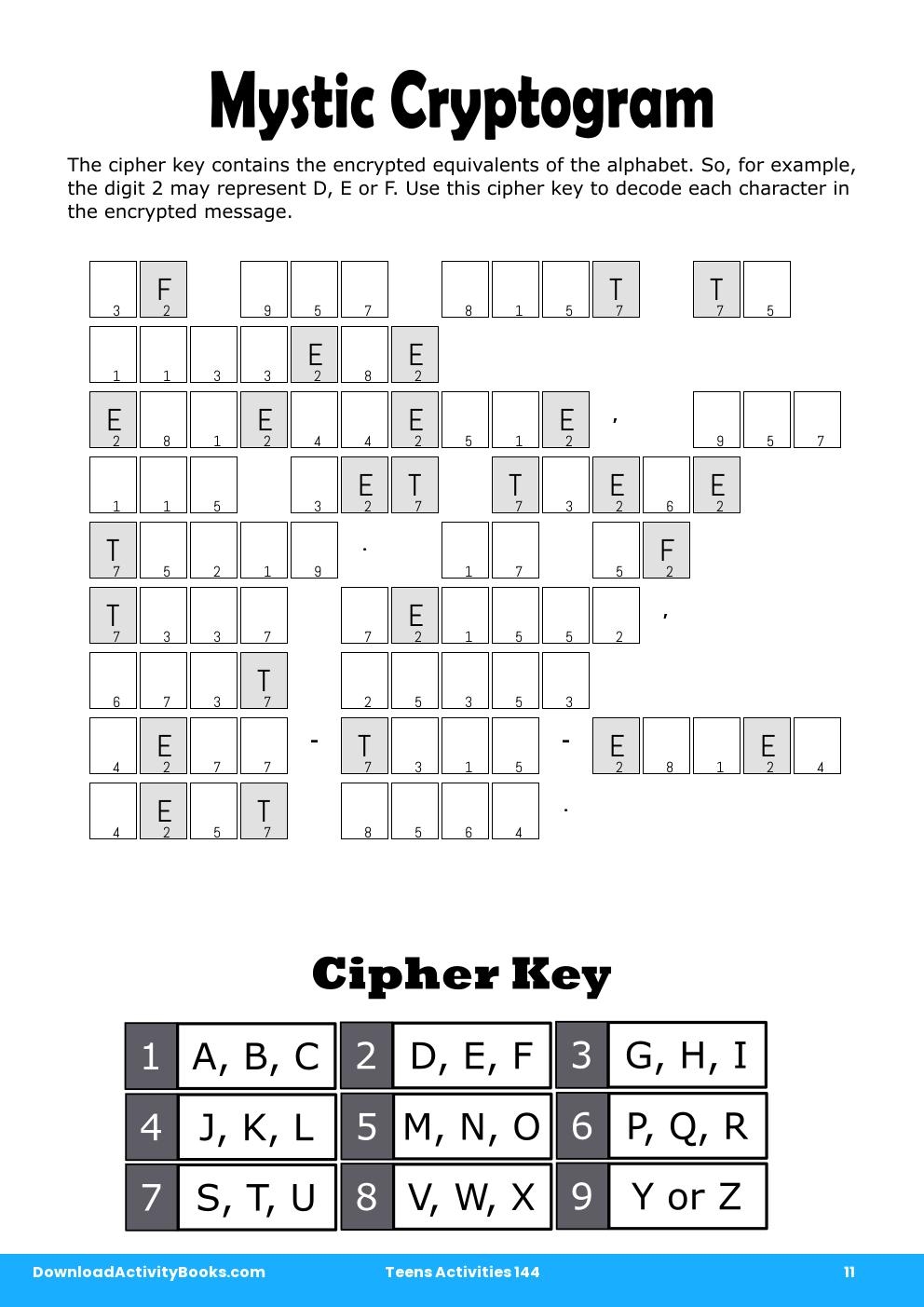 Mystic Cryptogram in Teens Activities 144