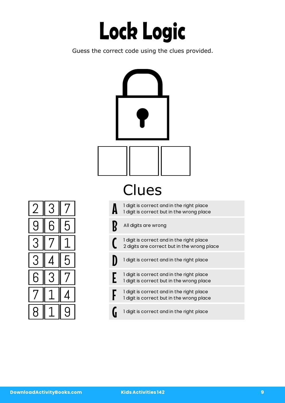 Lock Logic in Kids Activities 142