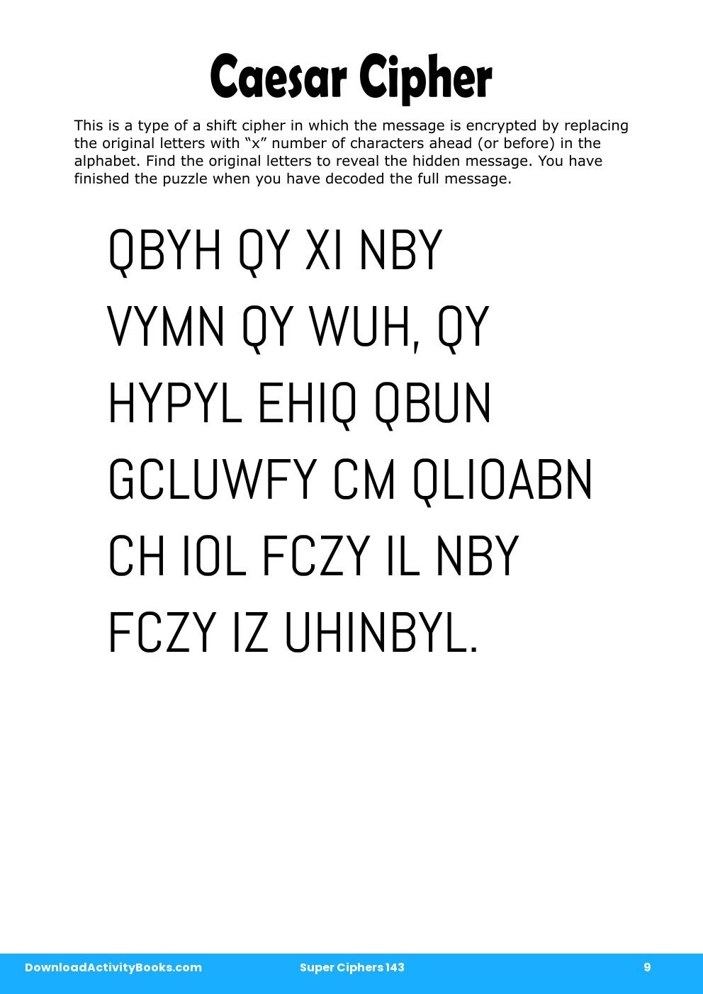 Caesar Cipher in Super Ciphers 143