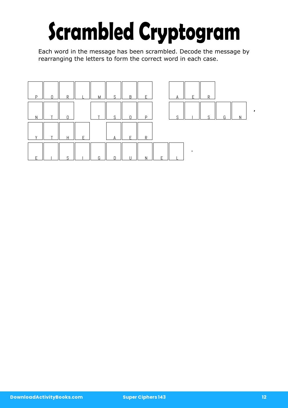 Scrambled Cryptogram in Super Ciphers 143