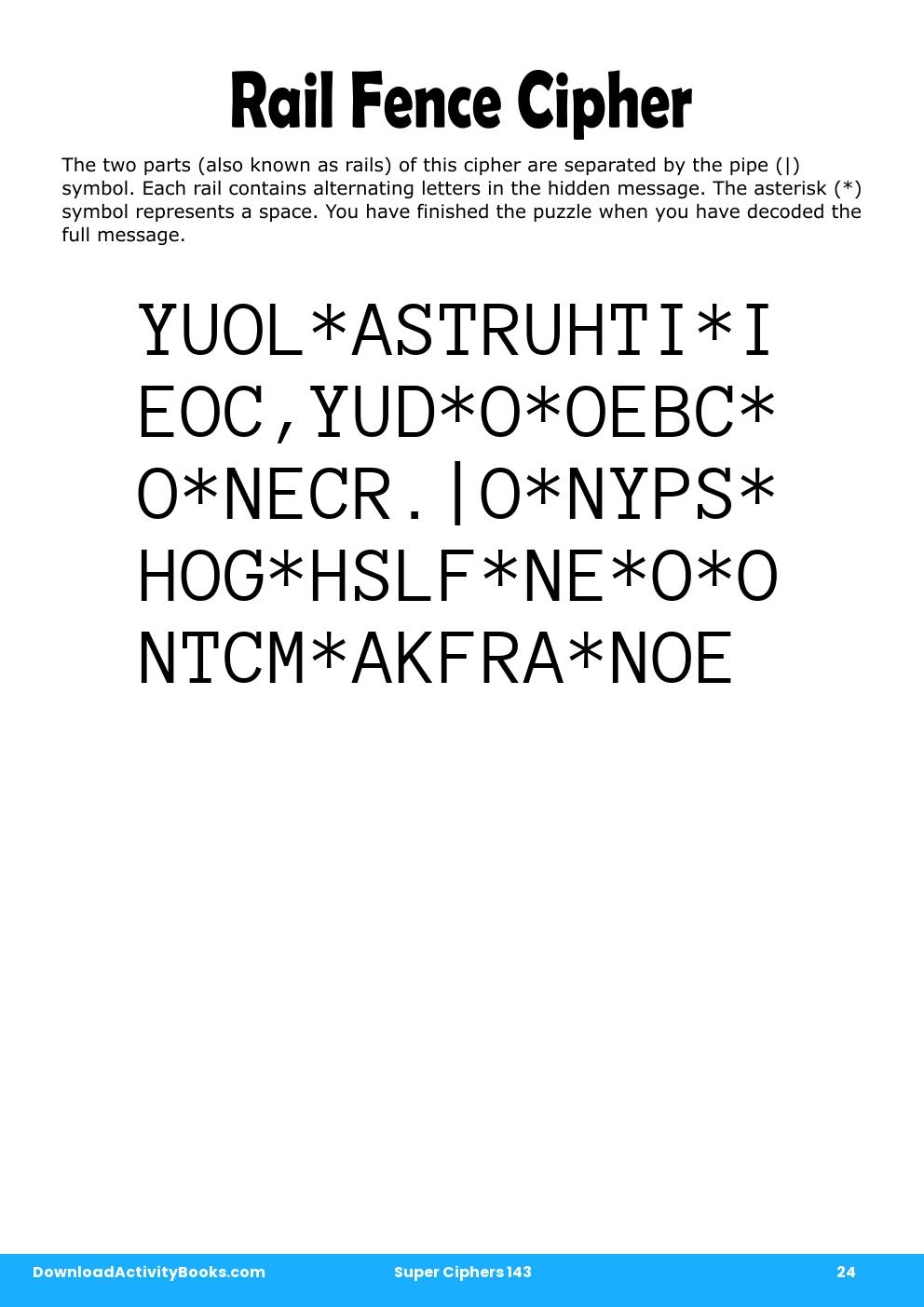 Rail Fence Cipher in Super Ciphers 143