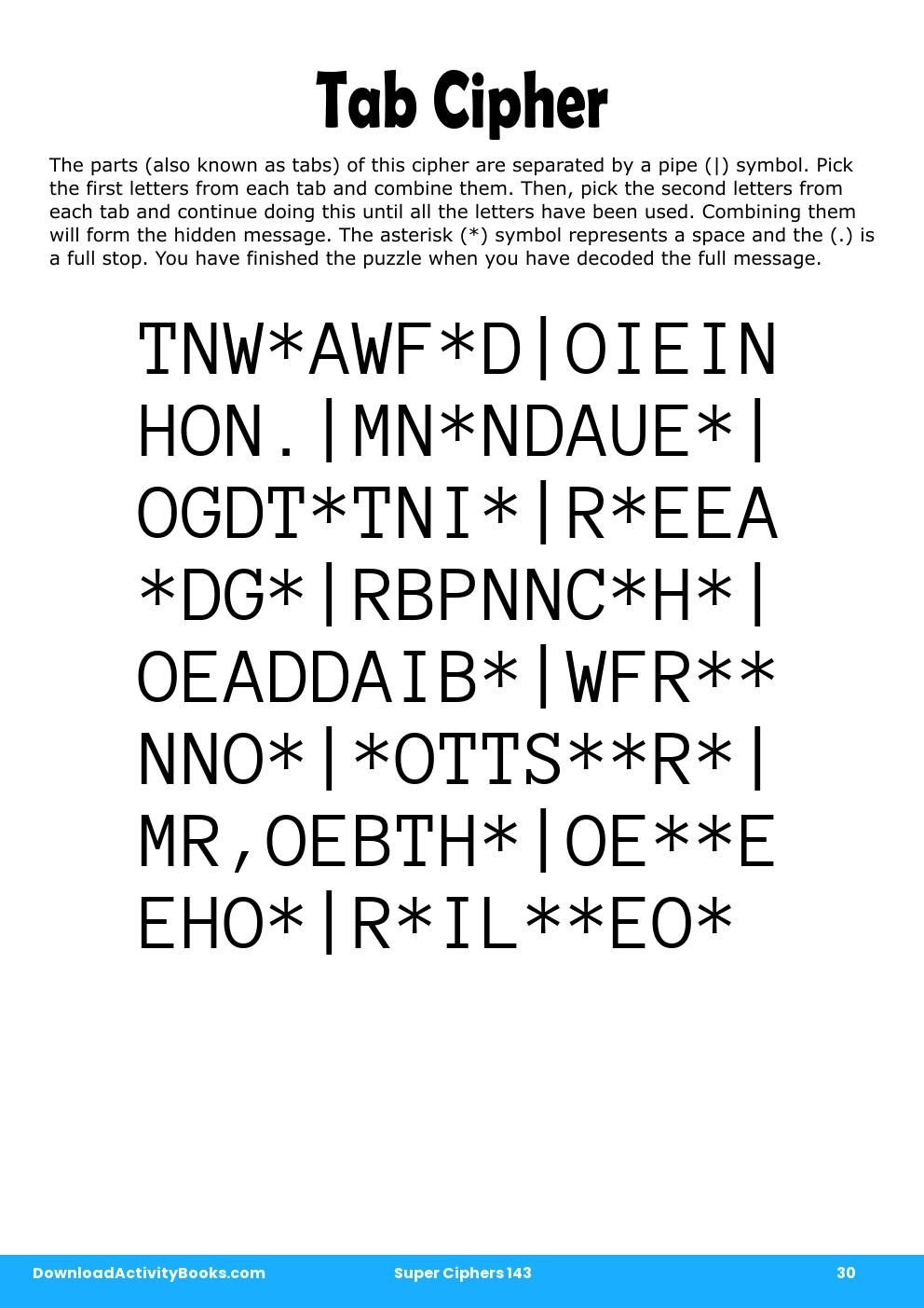 Tab Cipher in Super Ciphers 143