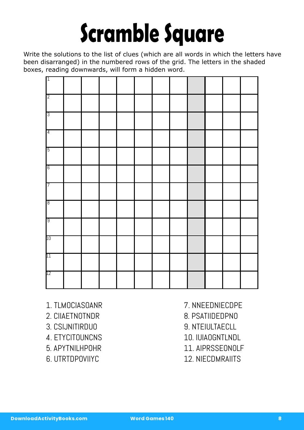 Scramble Square in Word Games 140