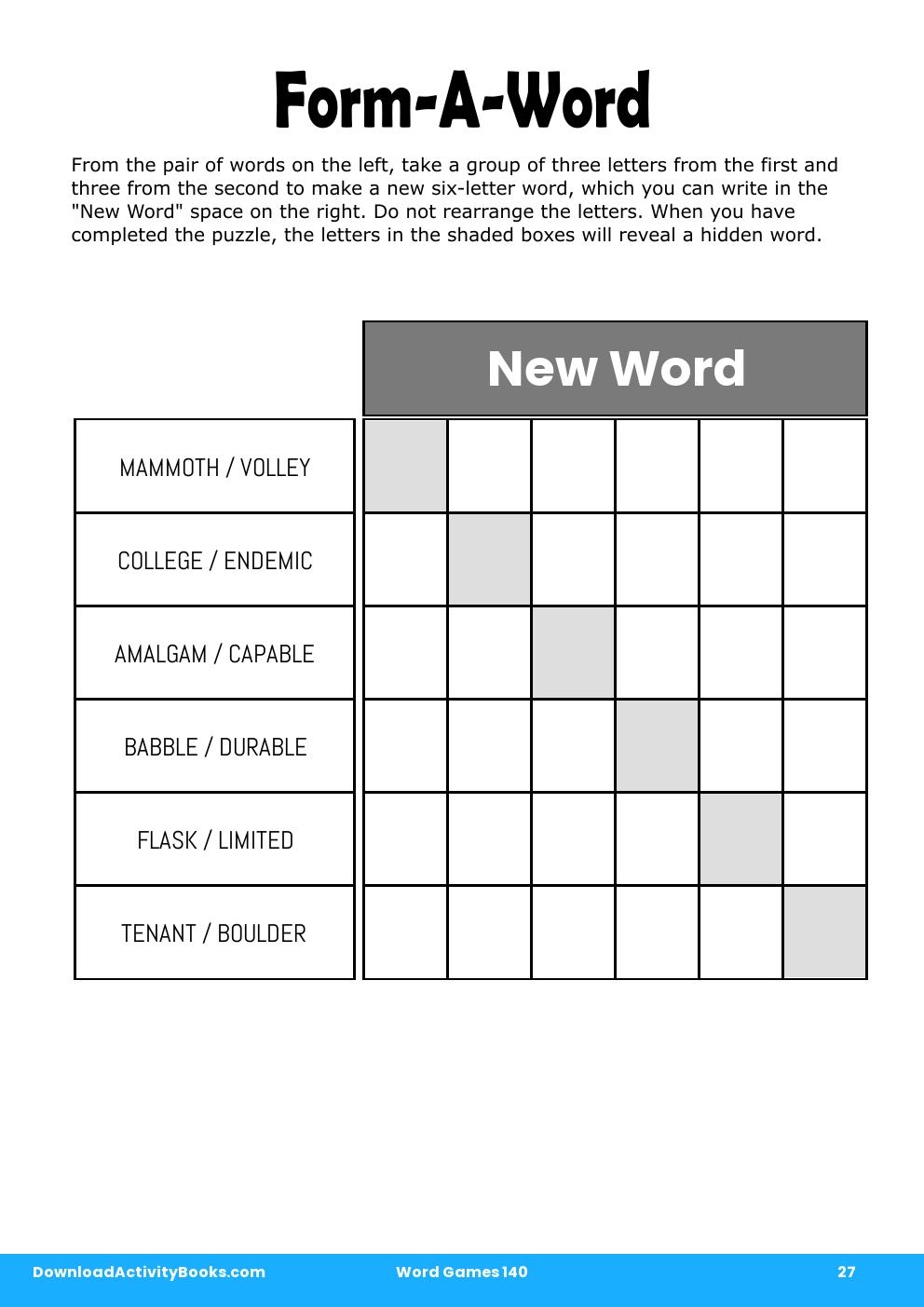 Form-A-Word in Word Games 140