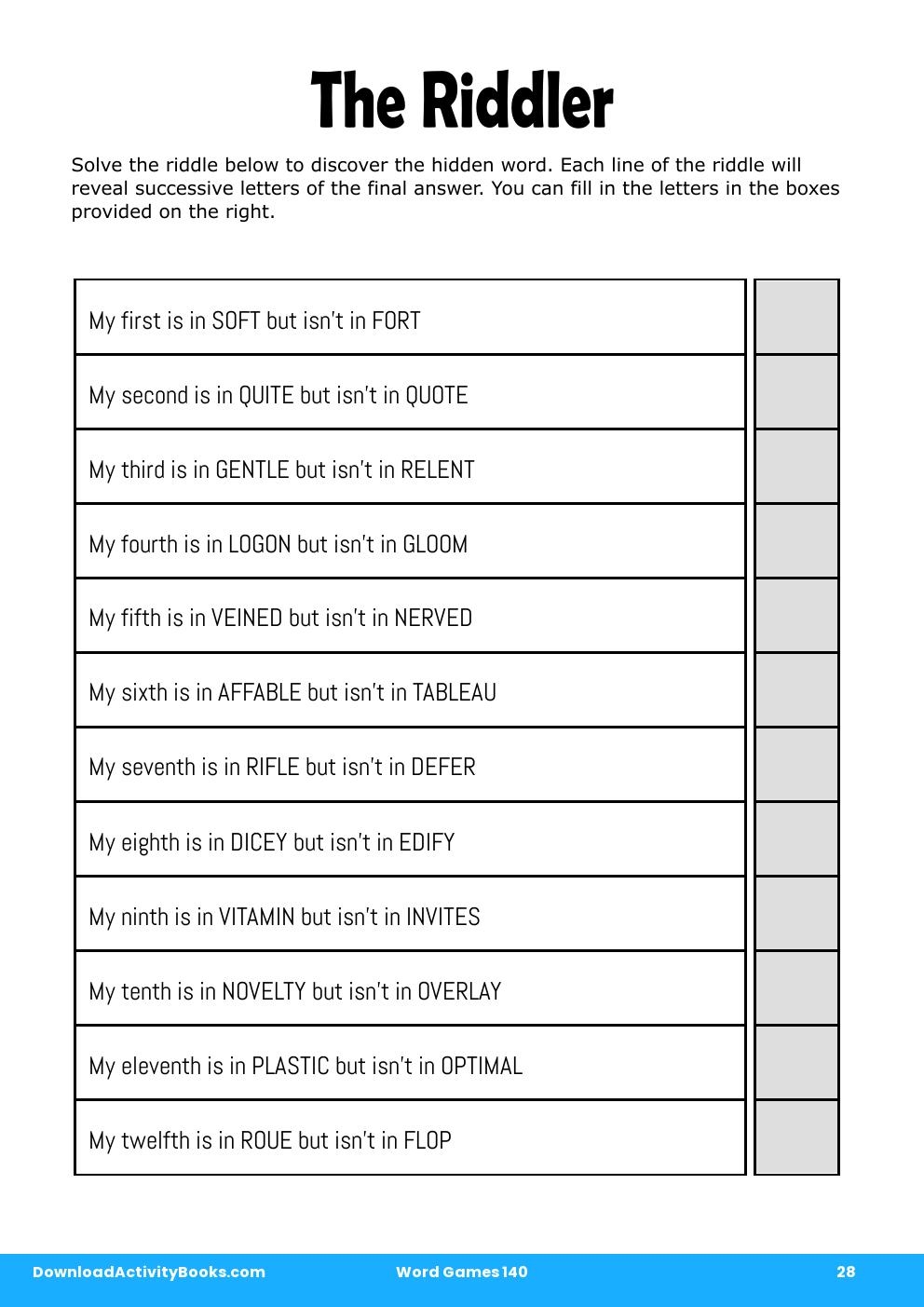 The Riddler in Word Games 140